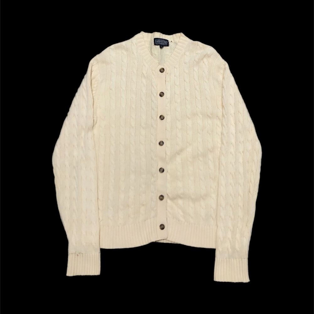 Vtg 90s Land’s End Cable Knit Cardigan